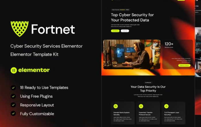 Fortnet – Cyber Security Services Elementor Template Kit 1.0.0