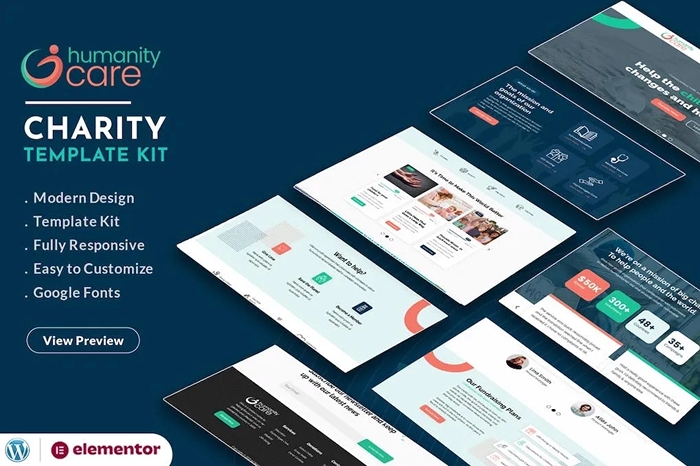 Humanity Care – Nonprofit Charity & Donation Elementor Template 1.0.0