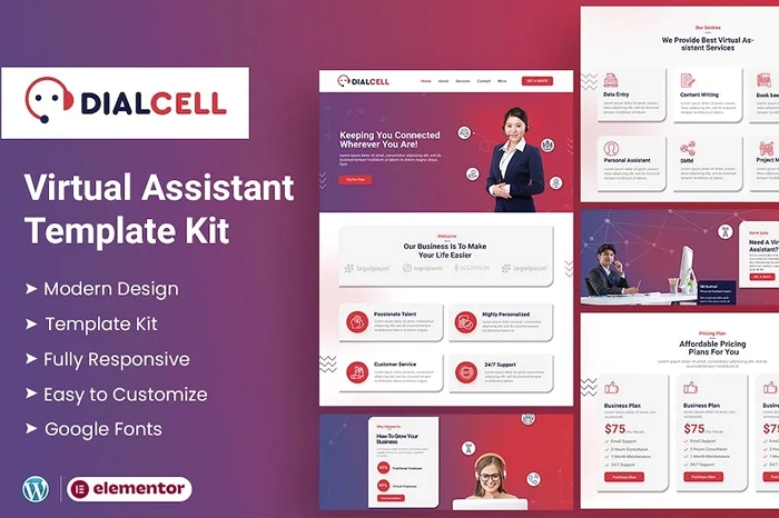 DialCell – Call Center Services & Telemarketing Elementor Template Kit 1.0.0