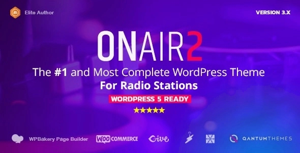 Onair2: Radio Station WordPress Theme With Non-Stop Music Player 5.4.3
