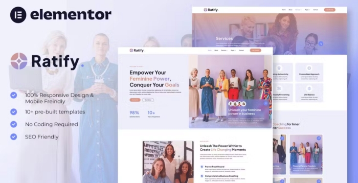 Ratify – Feminine Business Coaching Elementor Template Kit 1.0.0