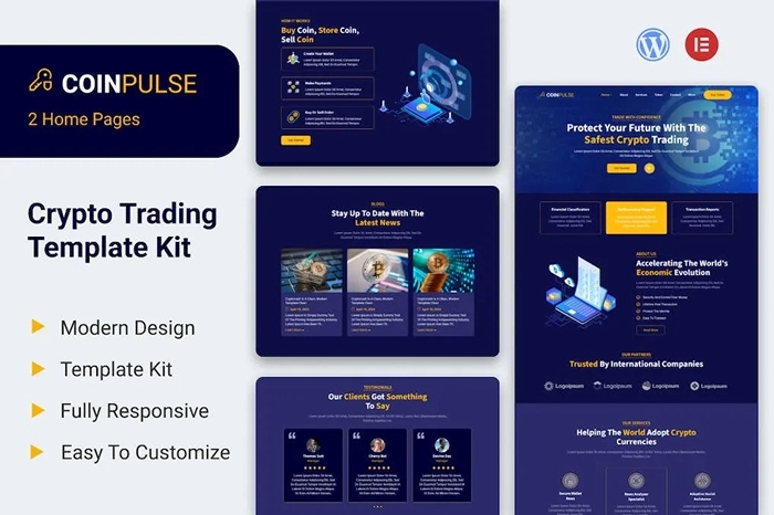 Coinpulse – Crypto Currency & Trading Elementor Template Kit 1.0.0