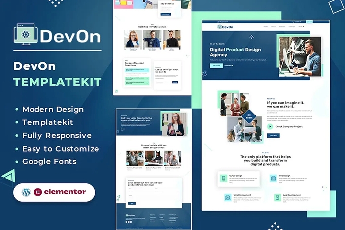 DevOn – Digital Product Design Agency Elementor Template Kit 1.0.0
