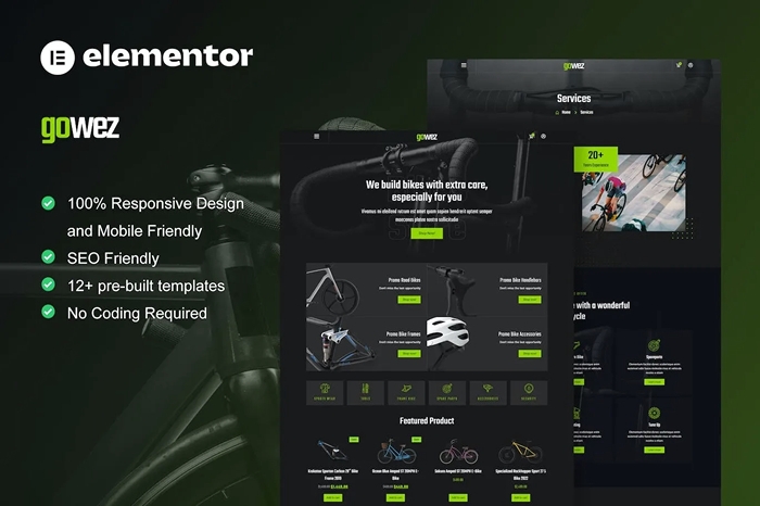 Gowez - WooCommerce Bike Shop & Bike Service Elementor Template Kit 1.0.0
