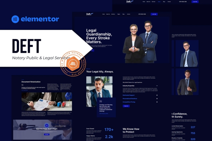 Deft – Notary Public & Legal Services Elementor Template Kit 1.0.0