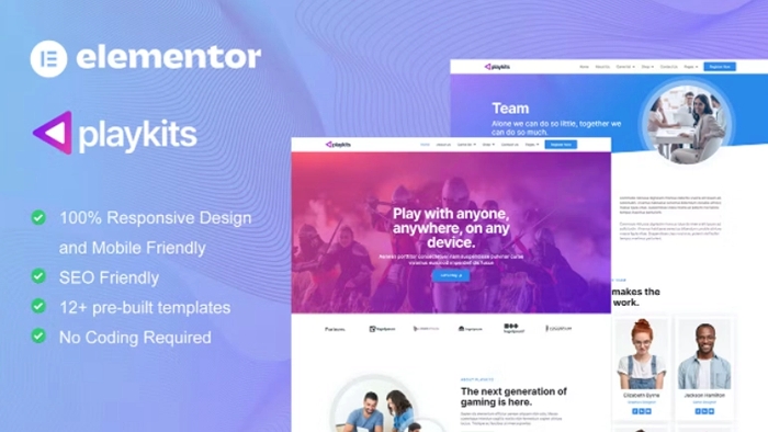 Playkits - Video Game Publisher & Shop Elementor Template Kit 1.0.0
