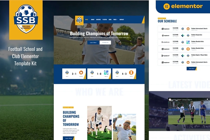 SSB – Football School & Club Elementor Template Kit 1.0.0