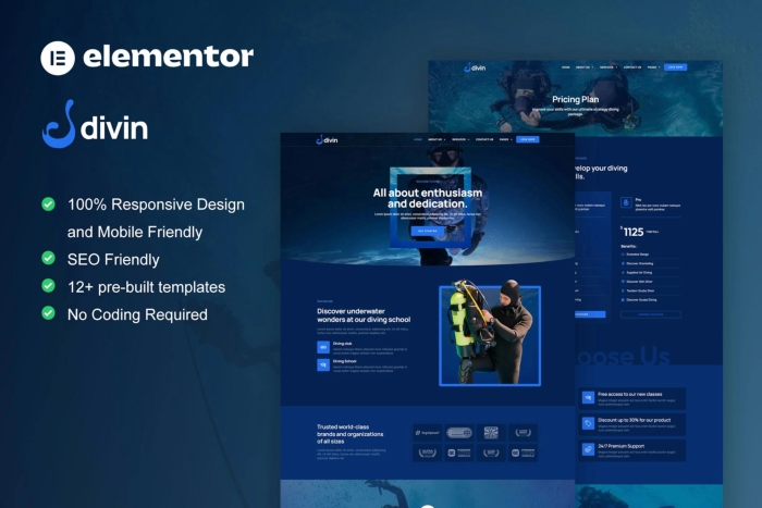 Divin – Diving Club Elementor ProTemplate Kit 1.0.0