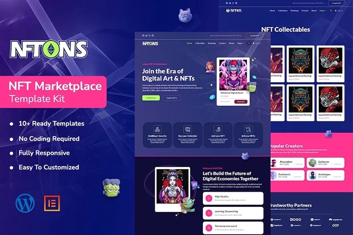 NFTONS - NFT Service & Crypto Currency Elementor Template Kit 1.0.0