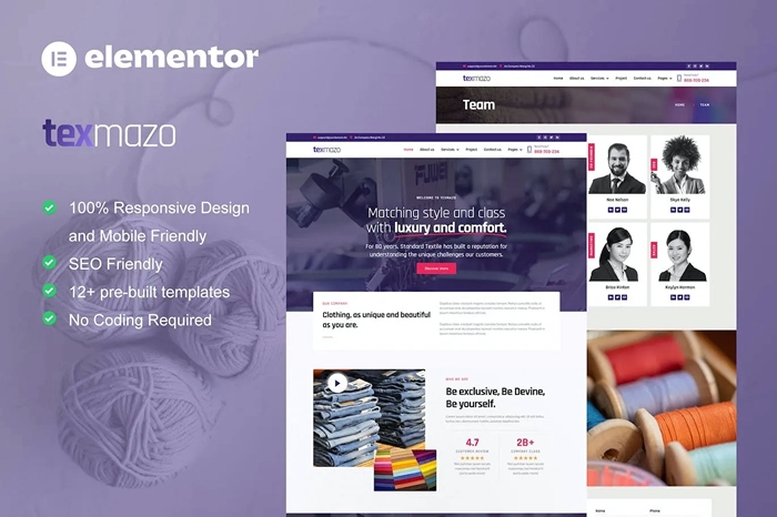 Texmazo – Textile & Garment Industry Elementor Template Kit 1.0.0