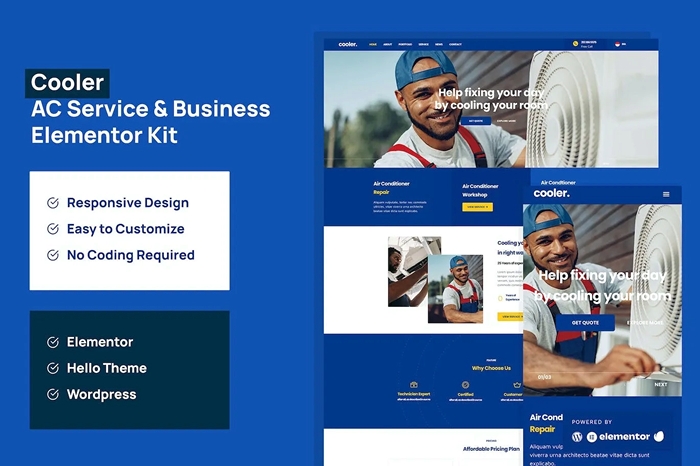 Cooler – AC Service & Business Elementor Pro Template Kit 1.0.0