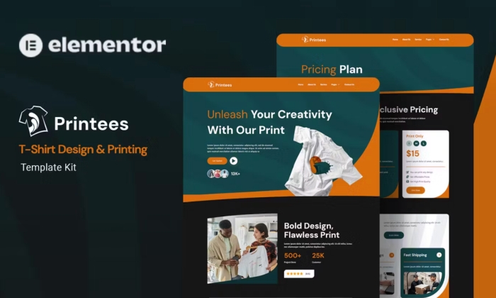 Printees – T-Shirt Design & Printing Elementor Template Kit 1.0.0