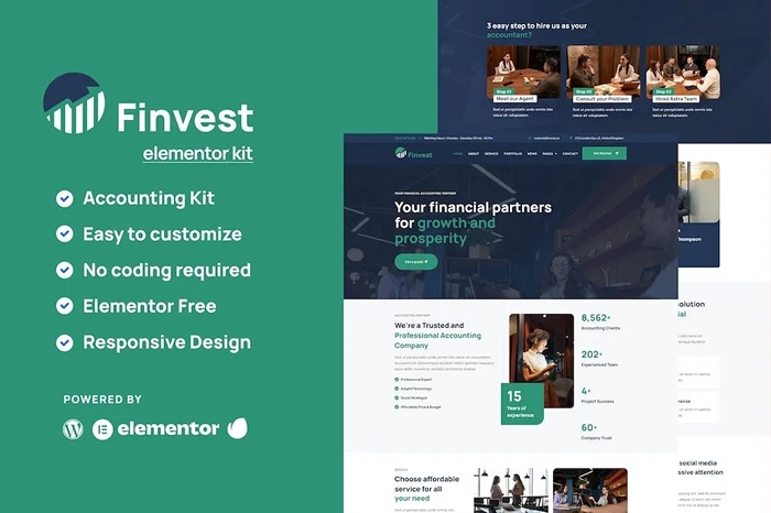 Finvest – Business Consulting Elementor Template Kit 1.0.0