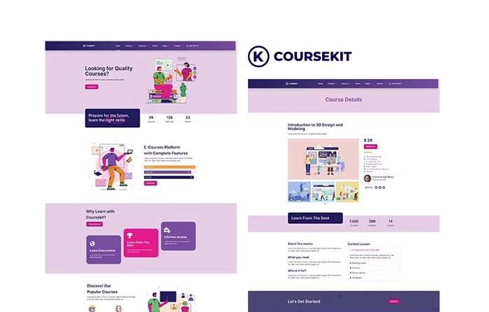CourseKit - Online e-Learning Elementor Template Kit 1.0.0