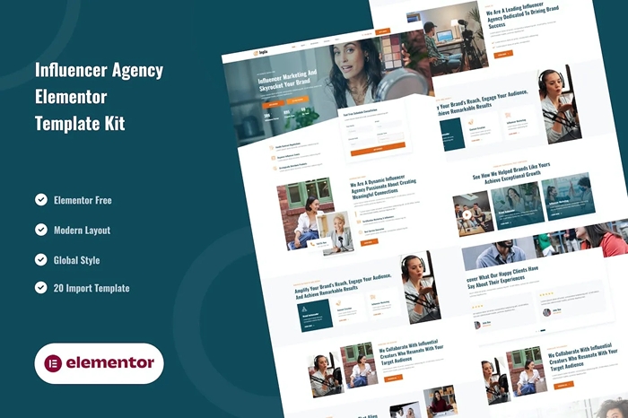 Inplu – Influencer Agency & Marketing Elementor Template Kit 1.0.0