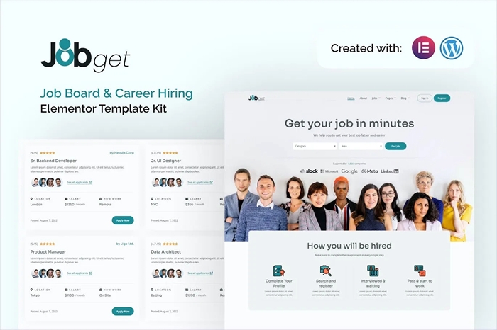Jobget – Job Board & Career Hiring Elementor Template Kit 1.0.0
