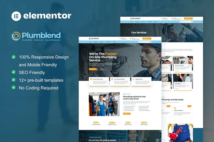 Plumbend – Plumbing Service Elementor Template Kit 1.0.0