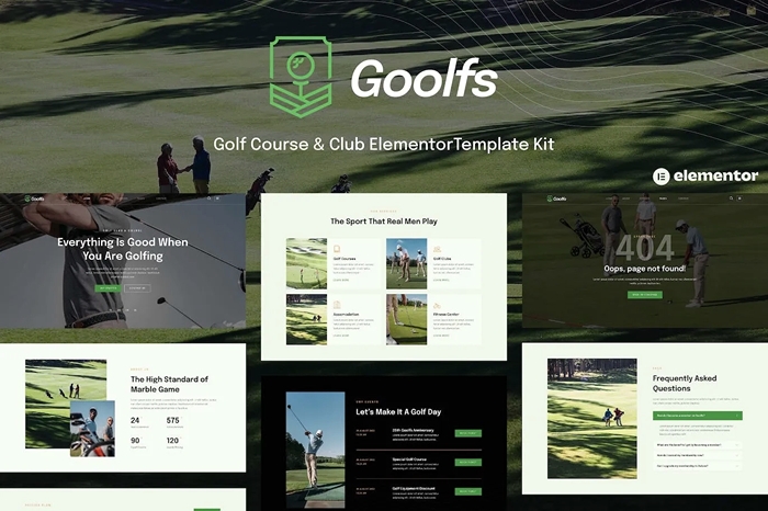 Goolfs – Golf Course & Club Elementor Template Kit 1.0.0