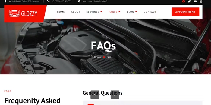 Glozzy – Car Detailing & Repair Service Elementor Template Kit 1.0.0