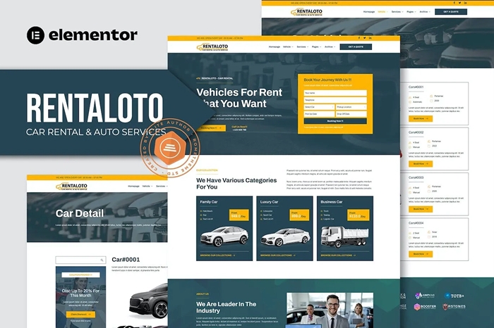 Rentaloto – Car Rental & Auto Services Elementor Template Kit 1.0.0