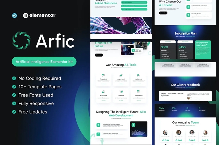Arfic – Artificial Intelligence Elementor Pro Template Kit 1.0.0