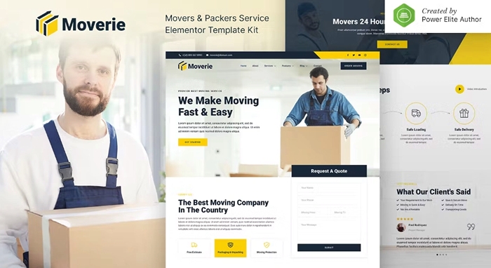 Moverie - Movers & Packers Service Elementor Template Kit 1.0.0
