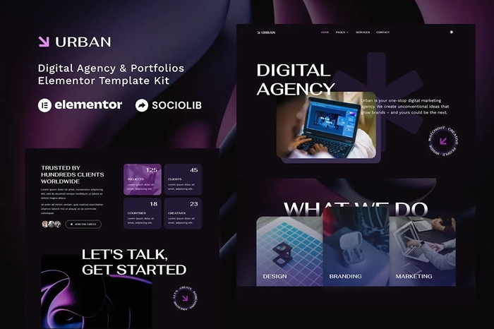Urban – Dark Digital Agency & Portfolios Elementor Template Kit 1.0.0