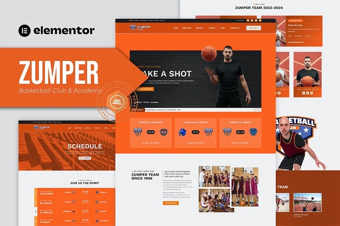 Zumper – Basketball Club & Academy Elementor Template Kit 1.0.0
