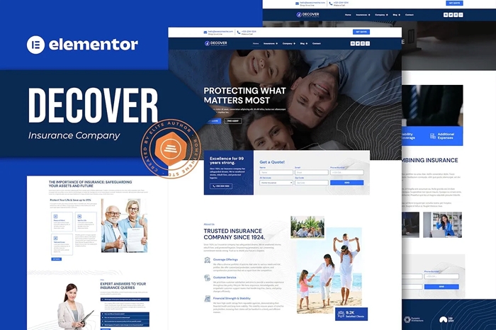 Decover – Insurance Company Elementor Pro Template Kit 1.0.0