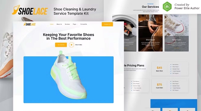 Shoelace - Shoes Cleaning & Laundry Service Elementor Template Kit 1.0.0