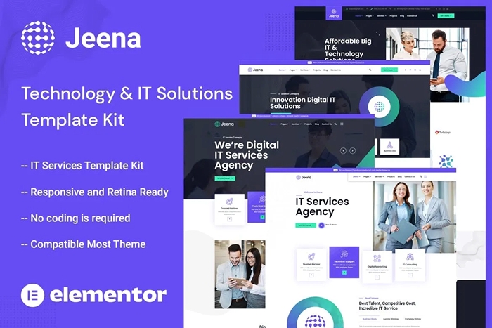 Jeena – Technology & IT Solutions Elementor Template Kit 1.0.0