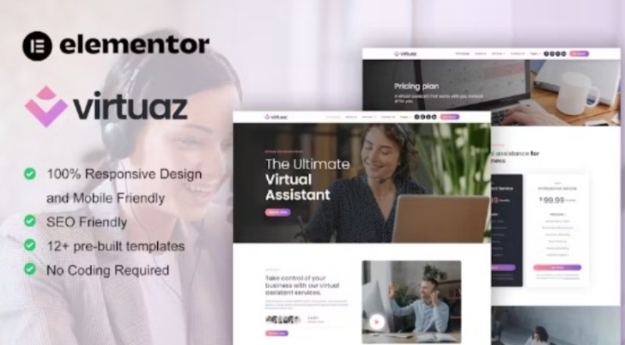Virtuaz – Virtual Assistant Business Elementor Template Kit 1.0.0