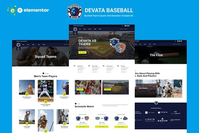 Devata – Baseball Team & Sports Club Elementor Template Kit 1.0.0