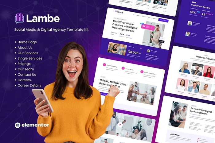 Lambe – Digital Marketing Agency Elementor Template Kits 1.0.0