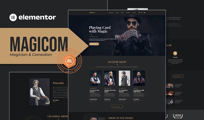 Magicom – Magician & Comedian Club Elementor Template Kit 1.0.0