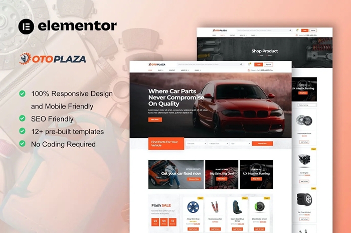 OtoPlaza – Auto Parts Store & Accessories Elementor Pro Template Kit 1.0.0