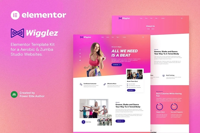 Wigglez - Aerobic & Zumba Studio Elementor Template Kit 1.0.0
