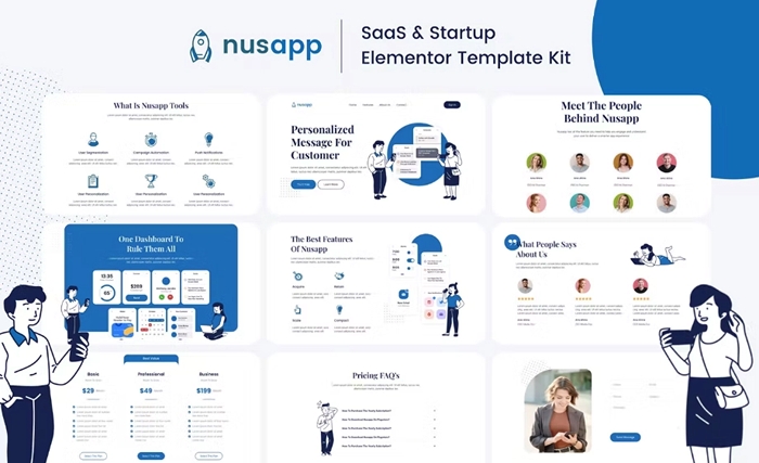 Nusapp β SaaS Startup & Business Elementor Template Kit 1.0.0