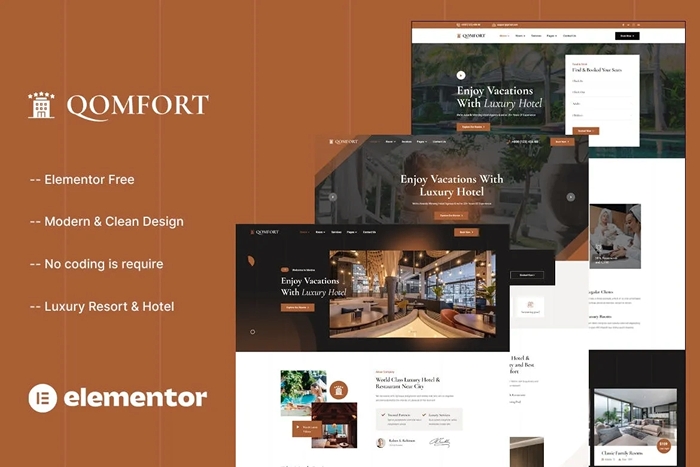 Qomfort – Hotel Booking Elementor Template Kit 1.0.0