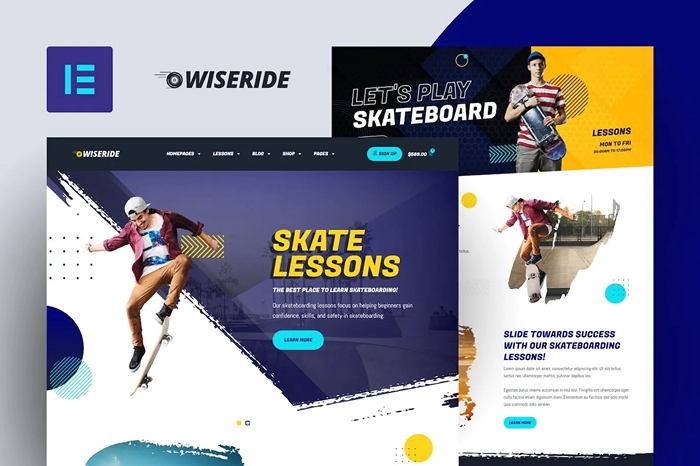WiseRide – Skateboarding Lessons Elementor Template Kit 1.0.0