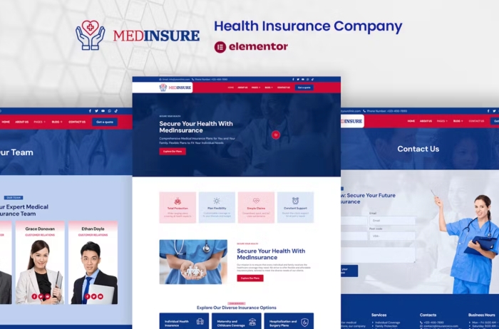 MedInsure - Health Insurance Company Elementor Pro Template Kit 1.0.0
