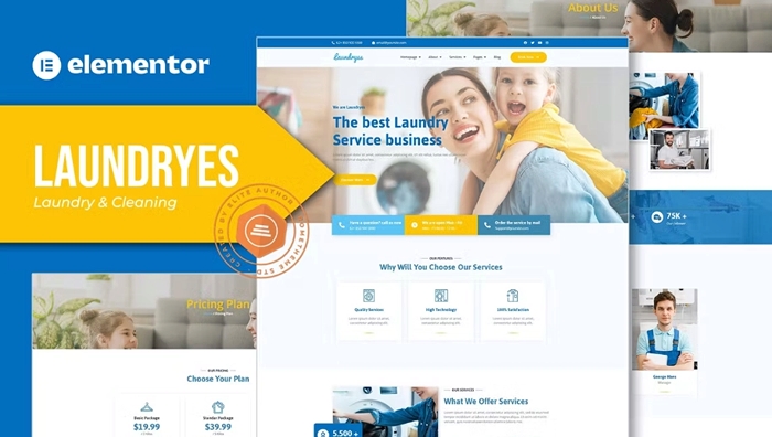 Laundryes - Laundry & Cleaning Elementor Template Kit 1.0.0