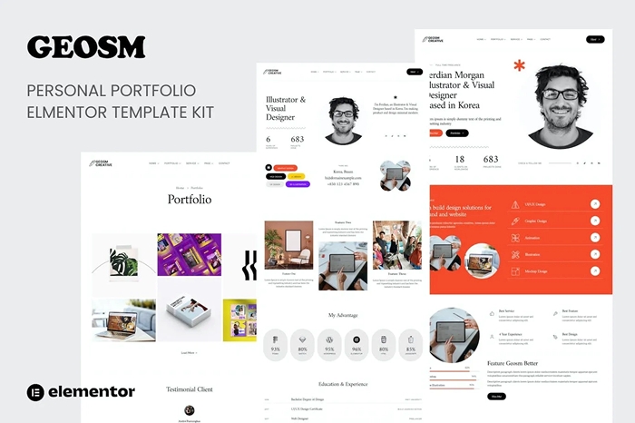 Geosm – Personal Portfolio Elementor Template Kits 1.0.0