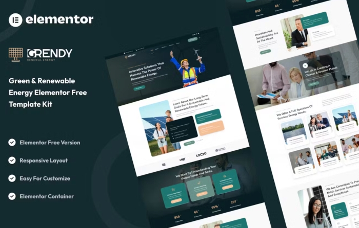 Grendy – Green & Renewable Energy Solutions Elementor Template Kit 1.0.0