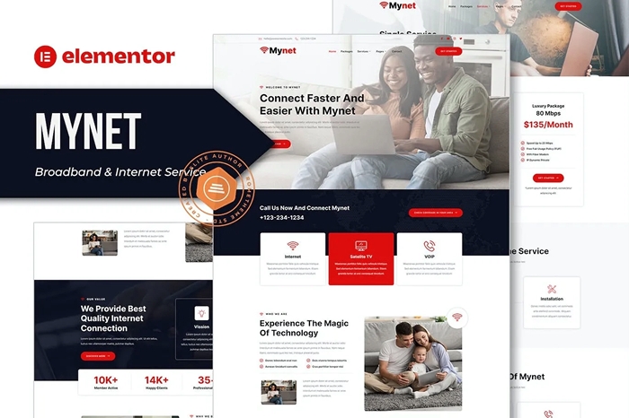 Mynet – Broadband & Internet Service Provider Elementor Template Kit 1.0.0