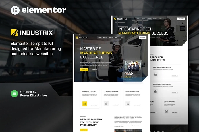 Industrix – Manufacturing & Industrial Elementor Template Kit 1.0.0