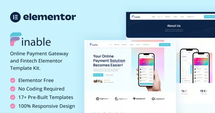 Finable – Online Payment Gateway & Fintech Elementor Template Kit 1.0.0