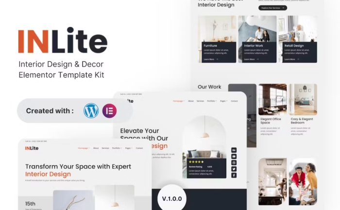 Inlite – Interior Design & Decor Elementor Template Kit 1.0.0
