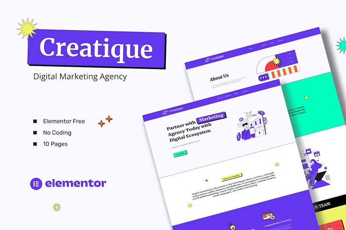 Creatique – Digital Marketing Agency Elementor Template Kit 1.0.0