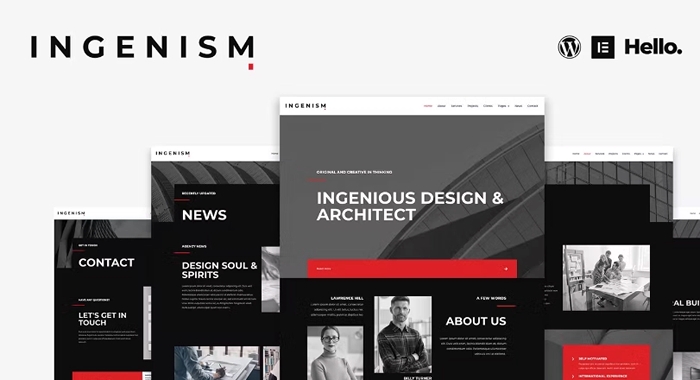 INGENISM - Architectural Design Agency Elementor Template Kit 1.0.0